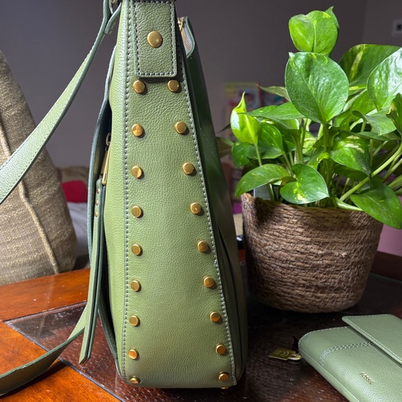 NWT Fossil Talia hobo comes with wallet chive Suede & Leather Shoulder Hobo Bag - Picture 11 of 14